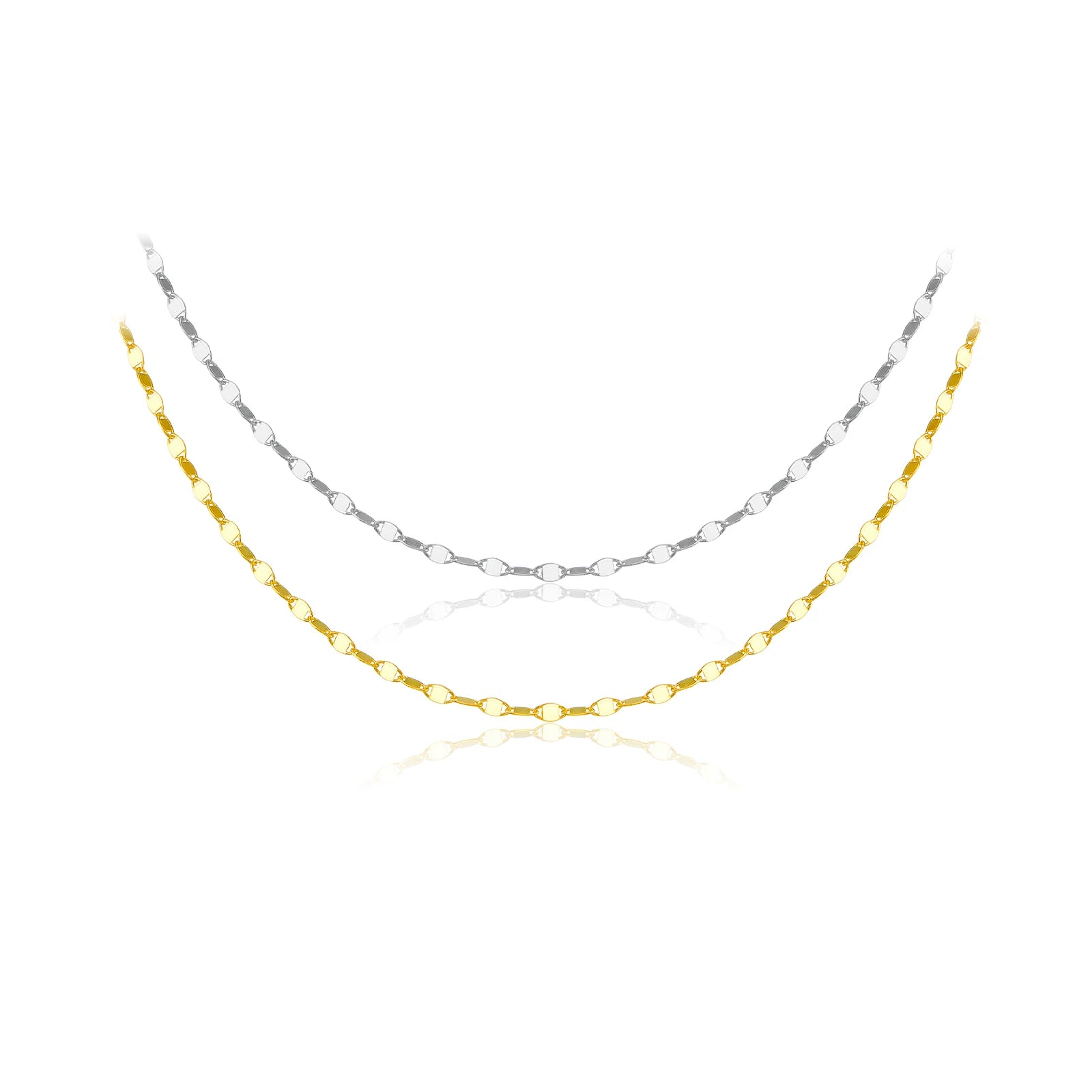 FUAMAY Women's Bohemian Style 3MM Mariner Linked Chain Choker Necklace with Diamond 18K Gold Plated 925 Silver