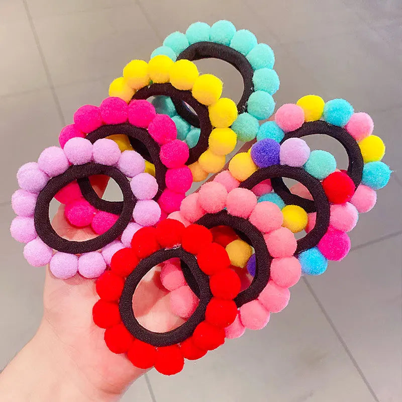 Wholesale New Ball Hair Ring Candy Color Hair Rope 2pcs/set Sweet Hair Accessories for Girls