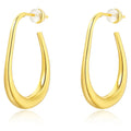 Fashion Simple Oval Curved Brass Electroplated Gold Silver Drop Hoop Earrings Factory Customized Jewelry