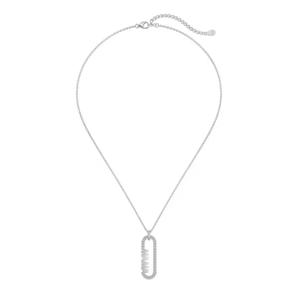 Fashion Jewelry 925 Sterling Silver Rhodium Plated Mama Letter Oval Shape Necklace for Mom