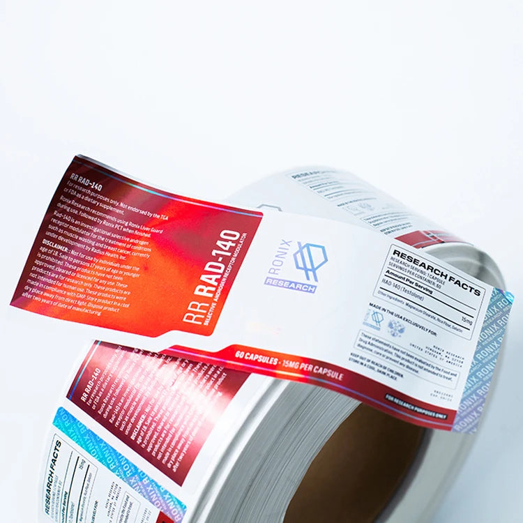 Custom Sticker Printing Bottle Packaging Label Adhesive Food Vitamin Protein Nutrition Health Sport Supplement Pill Vial Label