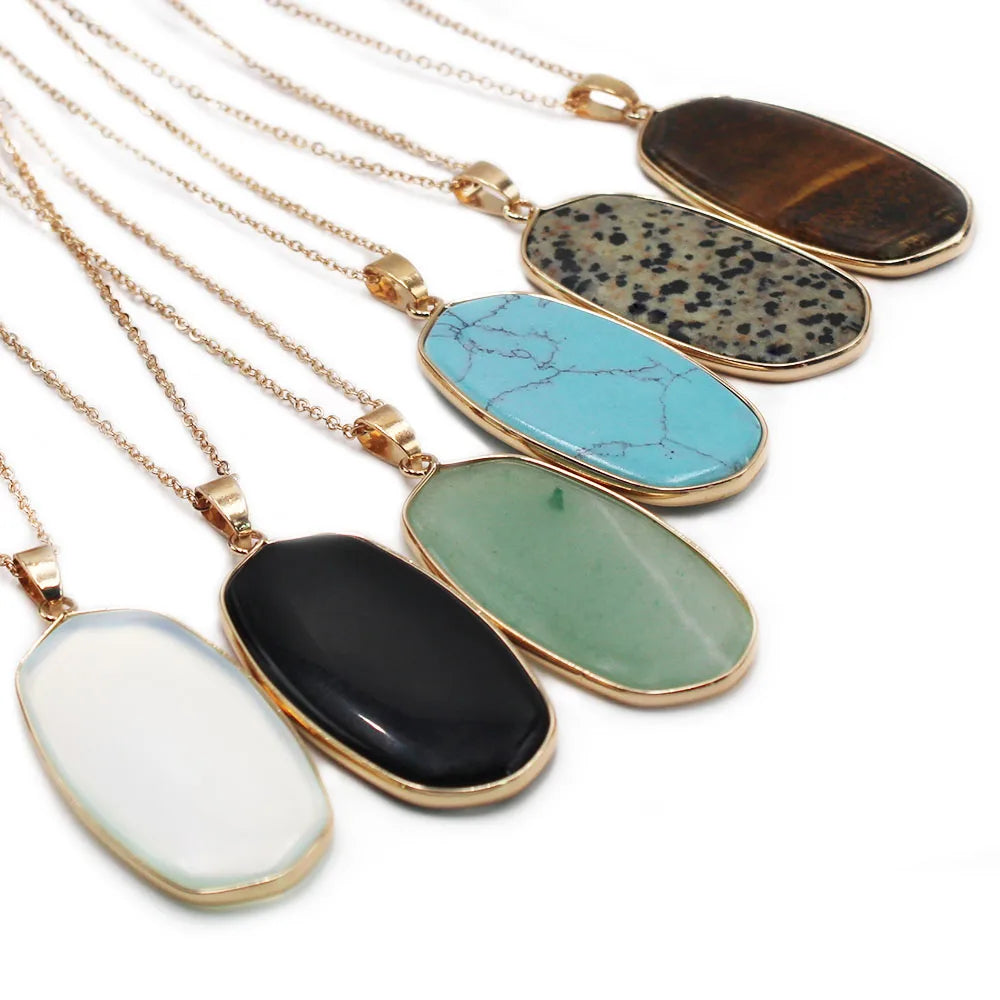 Popular Natural Stone Drop Shaped Necklace Pendant