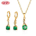 Costume 18K Gold Plated Accessory Aaa Cubic Zirconia Fancy Elegant Fine Initial Necklace Set Jewelry Sets
