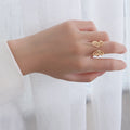 Lovely Ins New 18k Gold Plated Stainless Steel Party Jewelry Open Adjustable Butterfly Hollow Rings