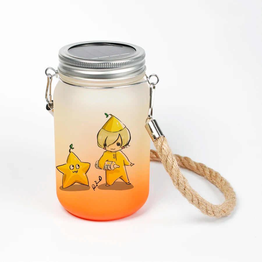 Topjlh Color Bottom Glass 15oz Solar Power Outdoor Lantern Holiday Garden Decoration Sublimation Mason Jar Lights for Printing