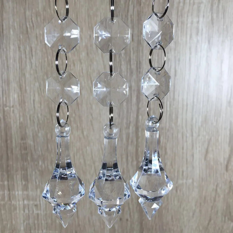 Ceil111 Crystal Acrylic Clear Cheap String Beads Chandelier Hanging Accessories for Wedding Decor