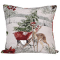 Christmas Classic Jacquard Style Tree and Deer Winter 100% Polyester Cushion Cover for Living Room Home Use
