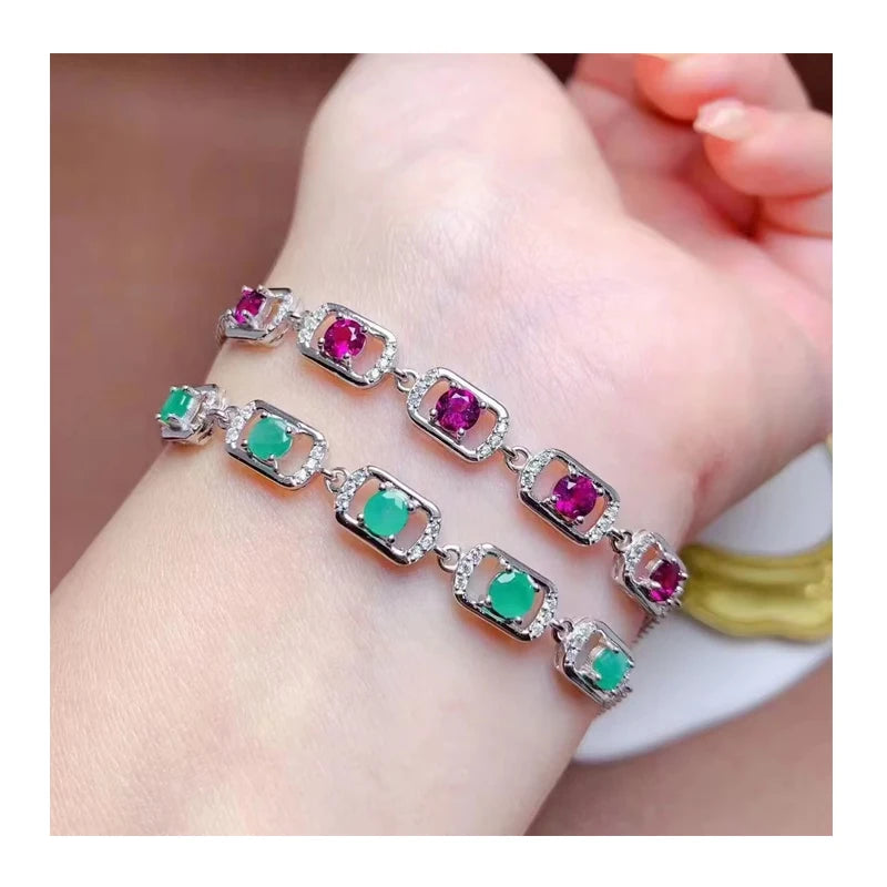 Low MOQ Fashion 925 Sterling Silver Emerald Gold & Rhodium Plated Fine Chain Link Jewelry Bracelet Bangles Gift