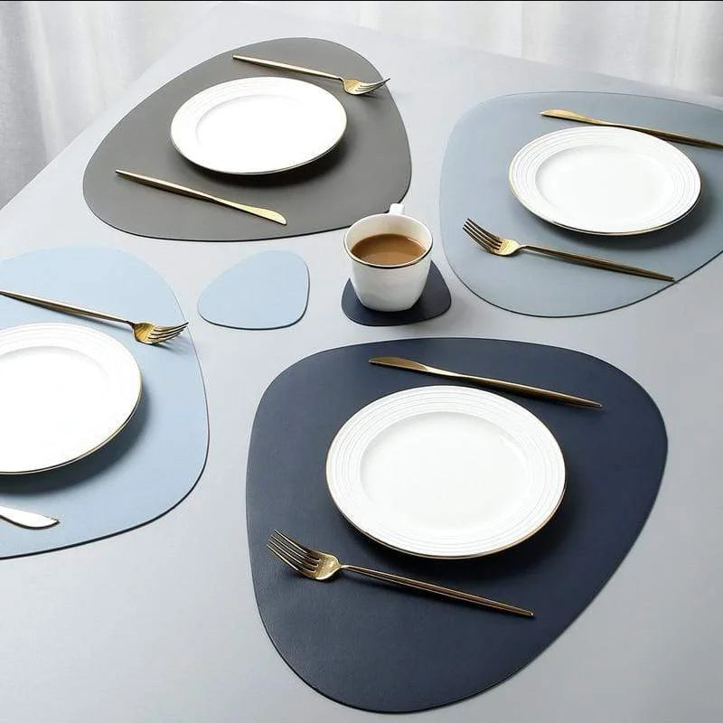 Dining Table Mat Pad Heat Resistant PU Leather Placemat Dining Table Placemats Kitchen Table Placemats