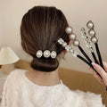 Girls Hair Accessory Headwear Pearl Curler Plastic Hair Clip with Pearls Elegant Flower Hair Clip