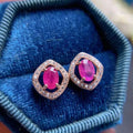 Summer Fashion Statement Free Shipping Spiral 925 Sterling Silver Natural Ruby Earrings Gold for Anniversary Party Gift