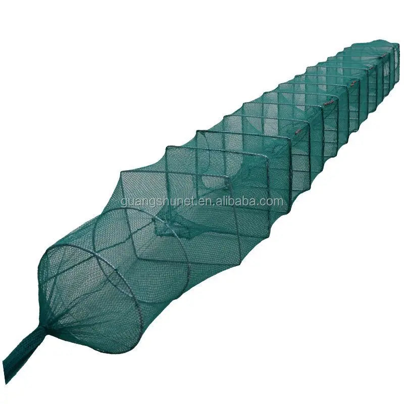 Long Commercial Fishing Knotted PE Net Fishing Traps With Round and Rectangle Frames