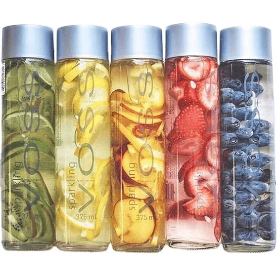 Wholesale 500ml VOSS glass water bottle with lid For Cold Pressed Juice Customized Logo