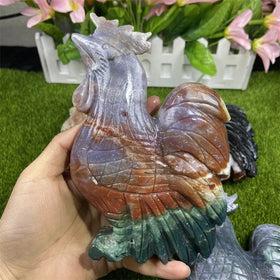 Wholesale Crystal Carving Crafts Healing DIY Ocean Jasper Rooster for Souvenir