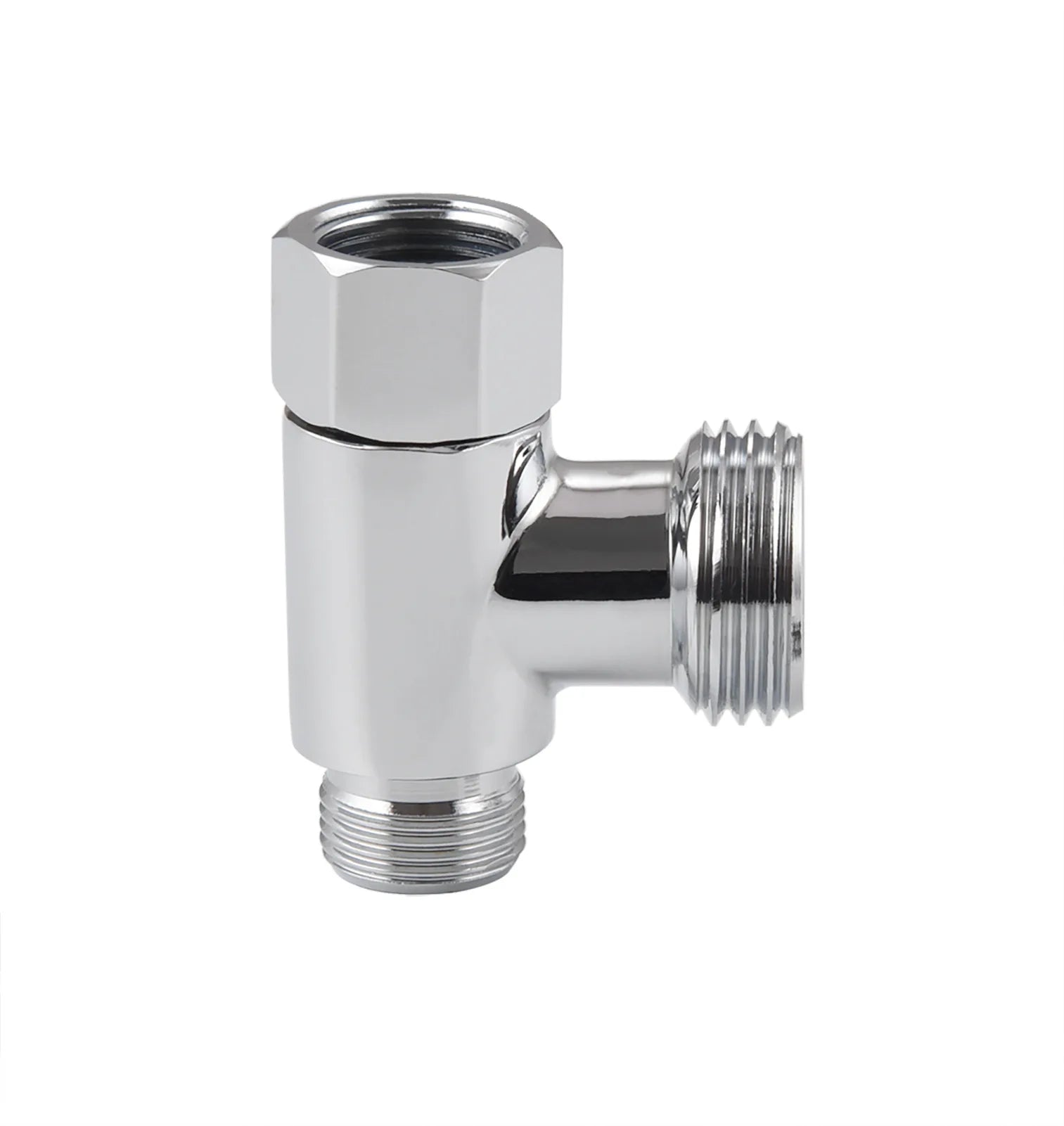 Brushed Nickel 3-way 3/8 and 1/2 Inch 3 Way Adapter Tee Connector Brass 3/8 Water Line T Fitting