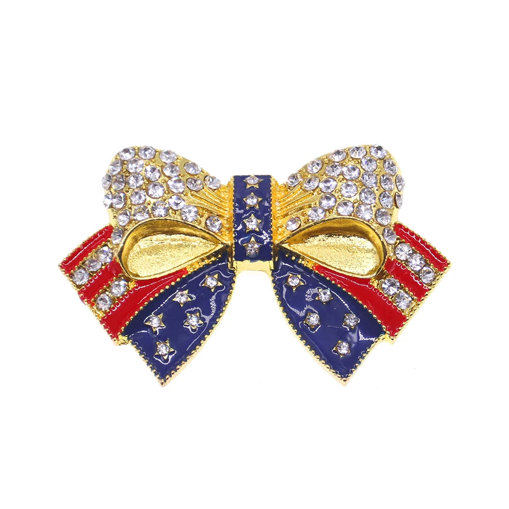 2026 Fashion Jewelry USA Accessories USA Independence Day Stars and Stripes Top Hat Ribbon Bow-knot Brooch Pin