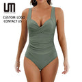 Oem Summer Trendy High Cut High Waist One Piece Push-up Bathing Suit Women's Sexy Holiday Beach Bikini (Vacation)