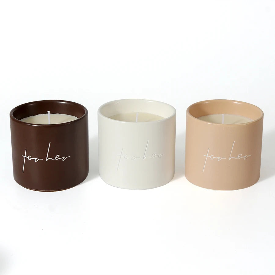 Ins Custom Logo Porcelain Ceramic Luxury Nordic Modern Easter Candle Jars Wholesale Unique Vessels