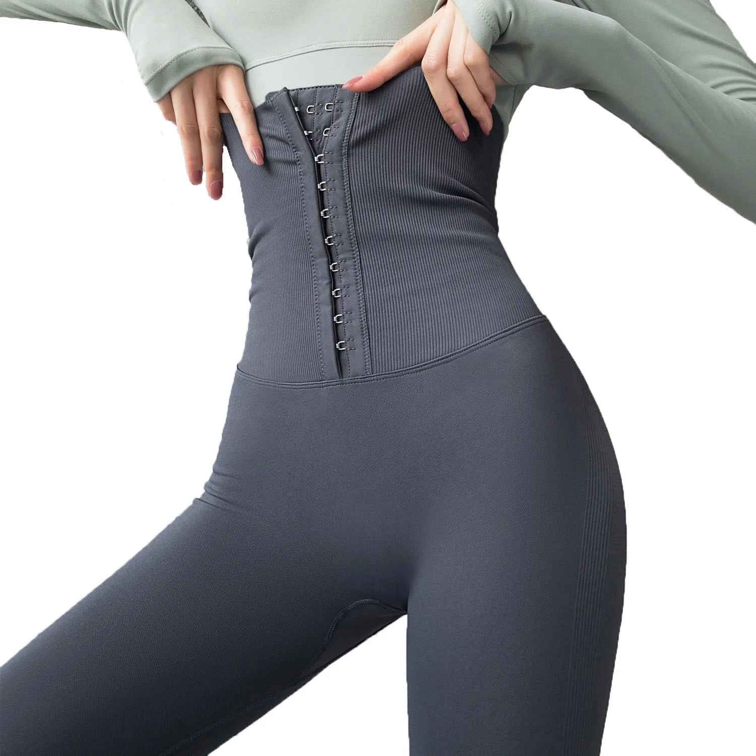 Custom Women Hooks Adjustable Waist Trainer Leggings High Waist Yoga Leggings Gym Yoga Pants Fitness Workout Leggings