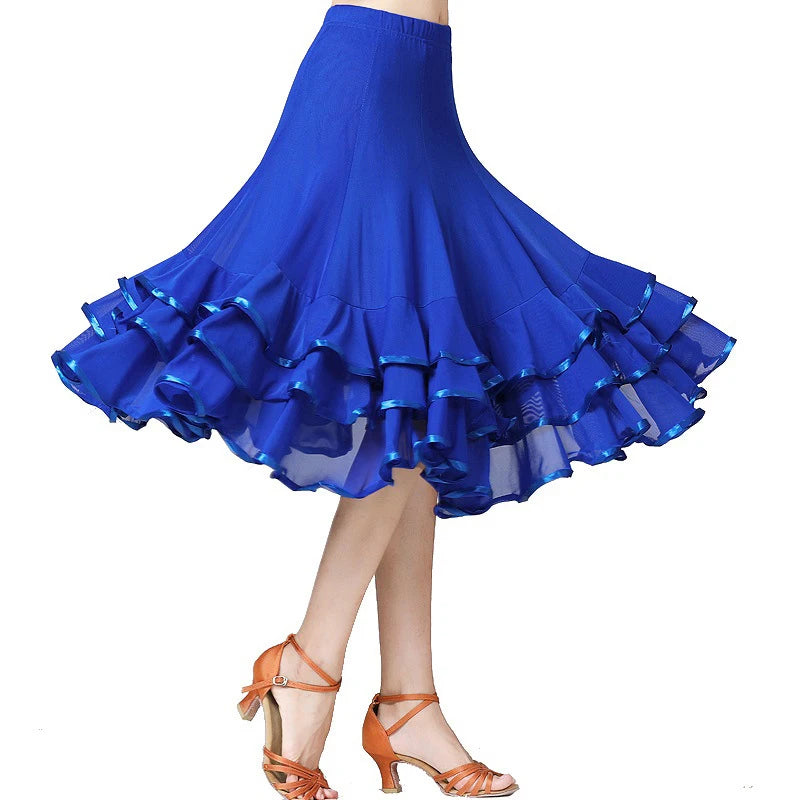 Women's 360 Degree 3-Layer Half Skirt for Social Ballroom & Belly Dance Performance Wholesale Practice Wear