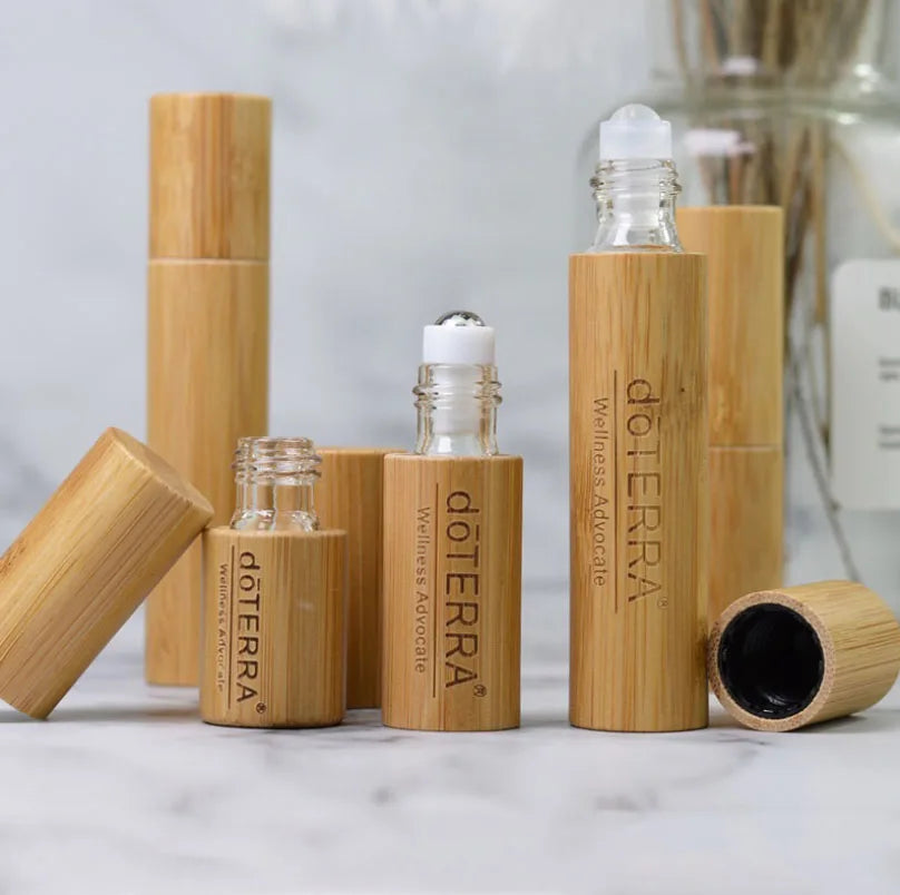 Bamboo Stainless Steel 10ml Roller for Ball Essential Oil Bottle Travel Perfumes Bottles Container with Roll on Sealing Type