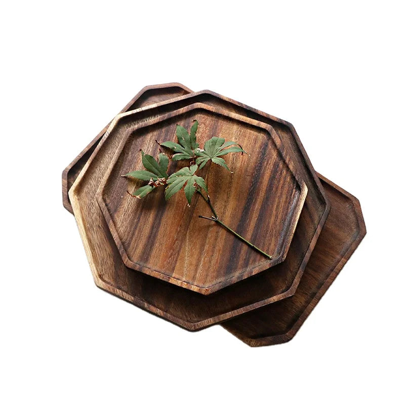Bread Charcuterie Platter Cheese Platter  Acacia Wooden Trays Serving Platters Octagon Square Serving Tray for Fruit Salad