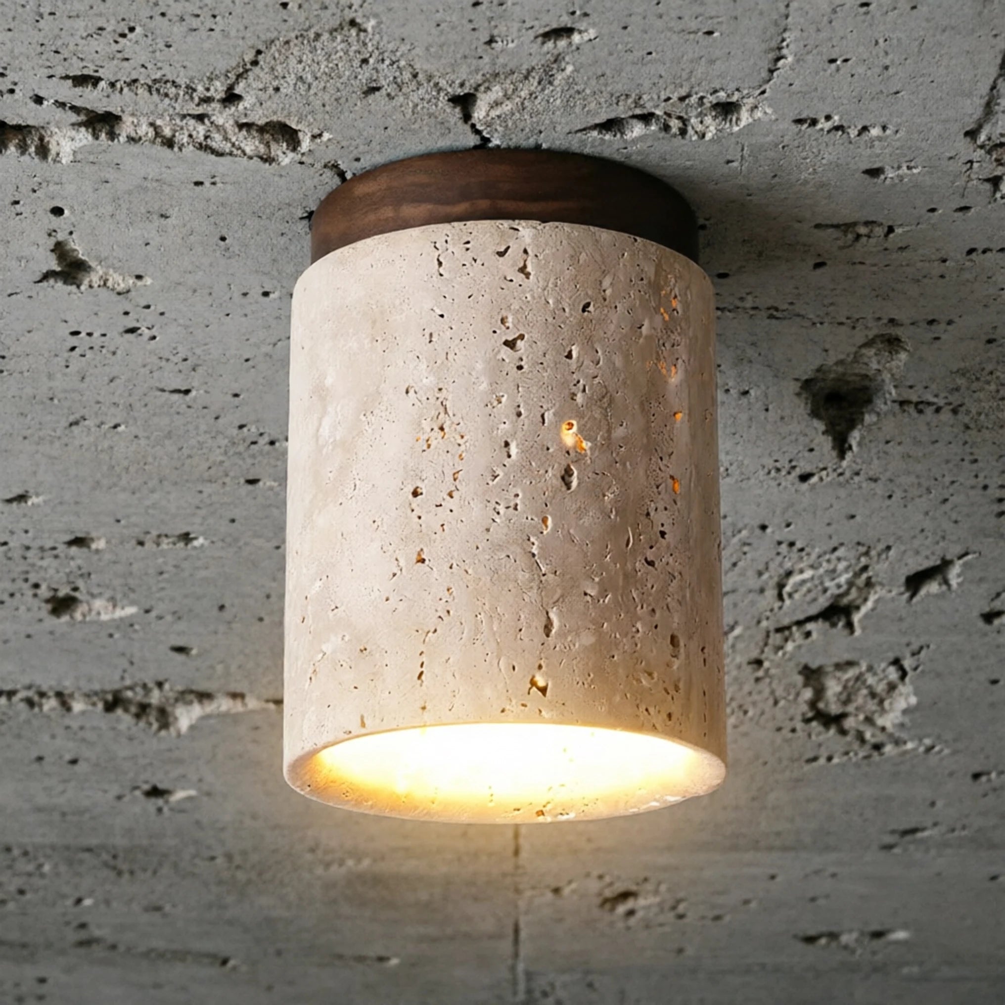 Wabi Sabi Decor LED Ceiling Lamp Stone Foyer Balcony Corridor Yellow Travertine Downlight E27 Hotel Home Stay Restaurant Marble