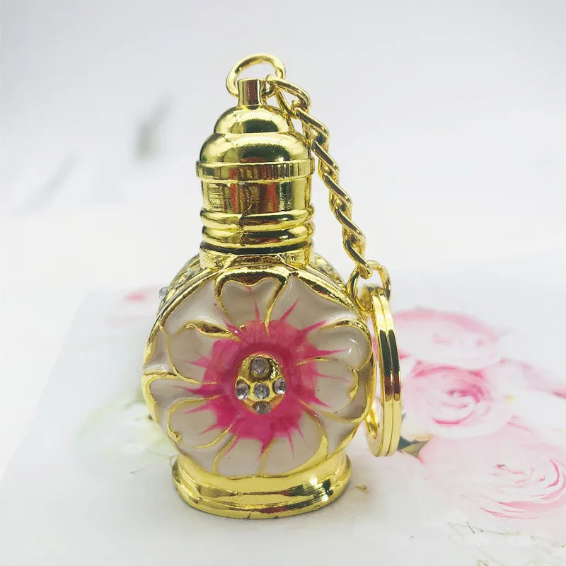 Christmas Gift Metal Essential Oil Bottle Arab Attar Bottle 3ml Vintage Perfume Bottle with Key Chain