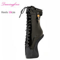 Fetish 18cm 7.2" Hoof Heels Lockable Straps Strange Style Shoes Women's High Heel Ballet Ankle Boots
