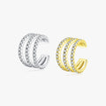 925 Sterling Silver Trendy 1PCS Multi-Layer Sparkling Zirconia Cuff Earrings Clip Earrings for Women Girls