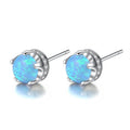 Fine Jewelry Dainty 925 Sterling Silver Simple Round Shape Natural Opal Stud Earrings for Women Girls