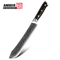 Amber OEM Kithch Knives Carbon Fiber Handle 10Cr15CoMoV Core Damascus Steel Butcher Knife