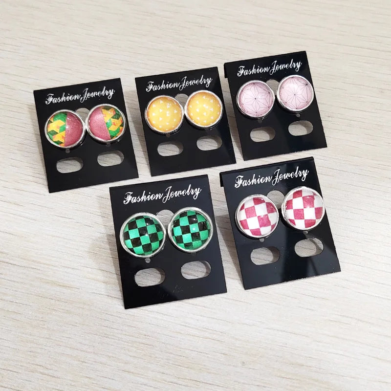 Anime Demon Slayer Time Gem Stud Earrings Tanjirou Nezuko Earrings