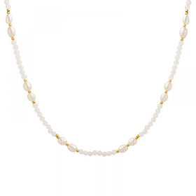 2025 Women Jewelry Trends Fashion Gold Plated White Stone Bead Natural Baroque Freshwater Pearl Necklace
