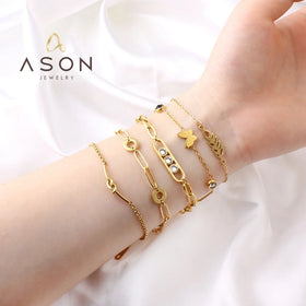 Ason Jewelry Waterproof High Quality Designer Cuff Bracelets Women Elegant Bangle Bracelet Stainless Steel Bridal Bracelet