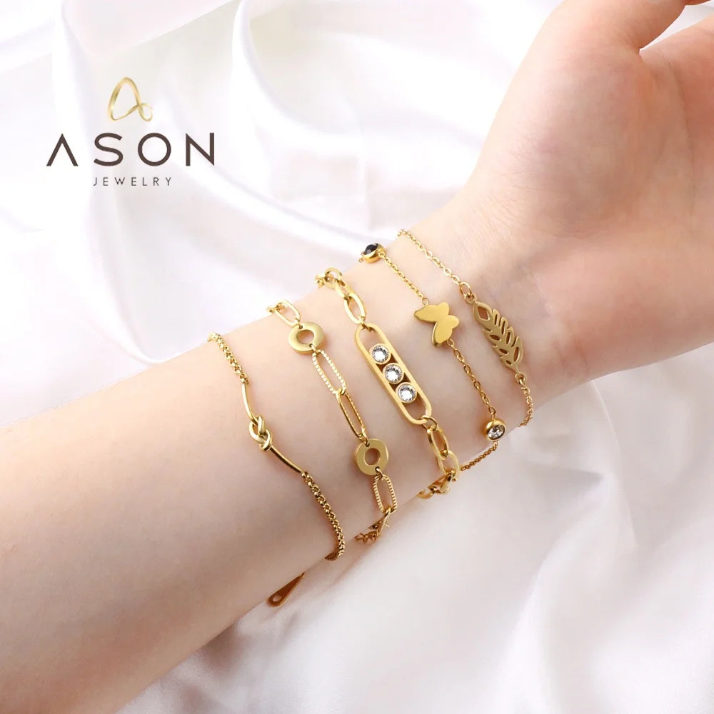 Ason Jewelry Waterproof High Quality Designer Cuff Bracelets Women Elegant Bangle Bracelet Stainless Steel Bridal Bracelet