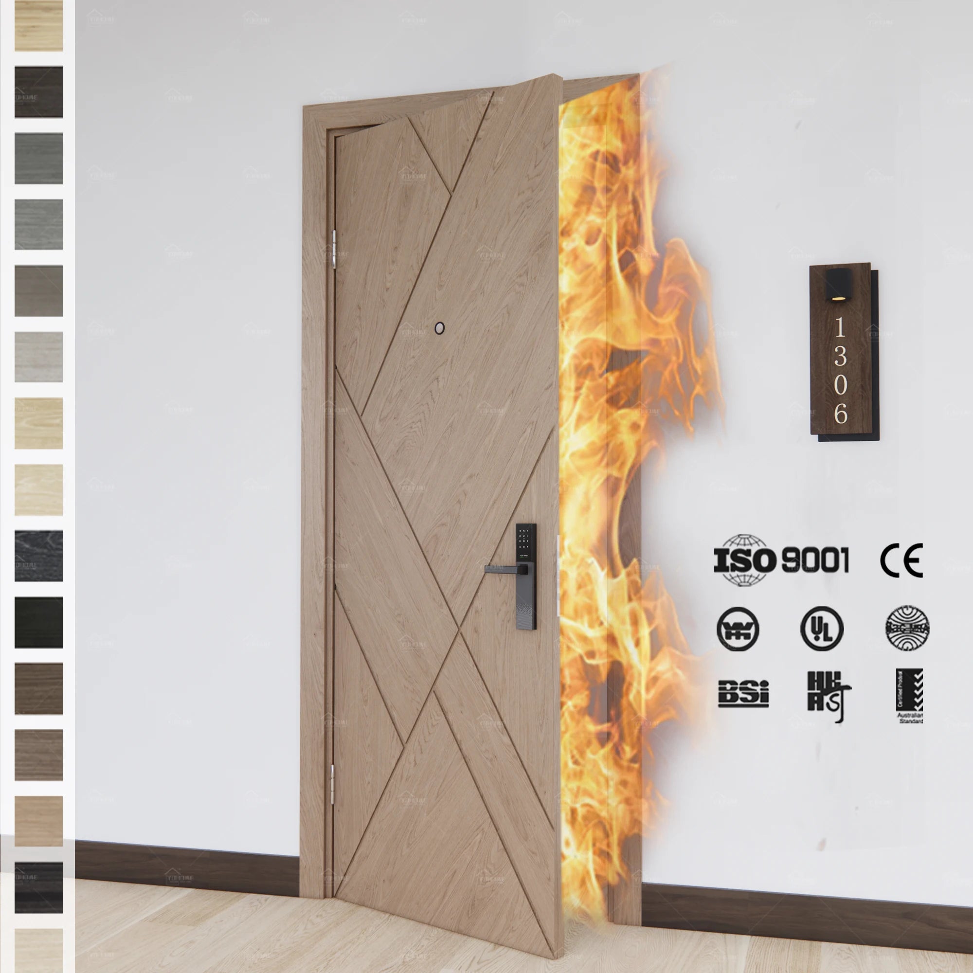 European High End Hotel Style Interior Doors Fire Door Indoor Doors for Apartment Hotel
