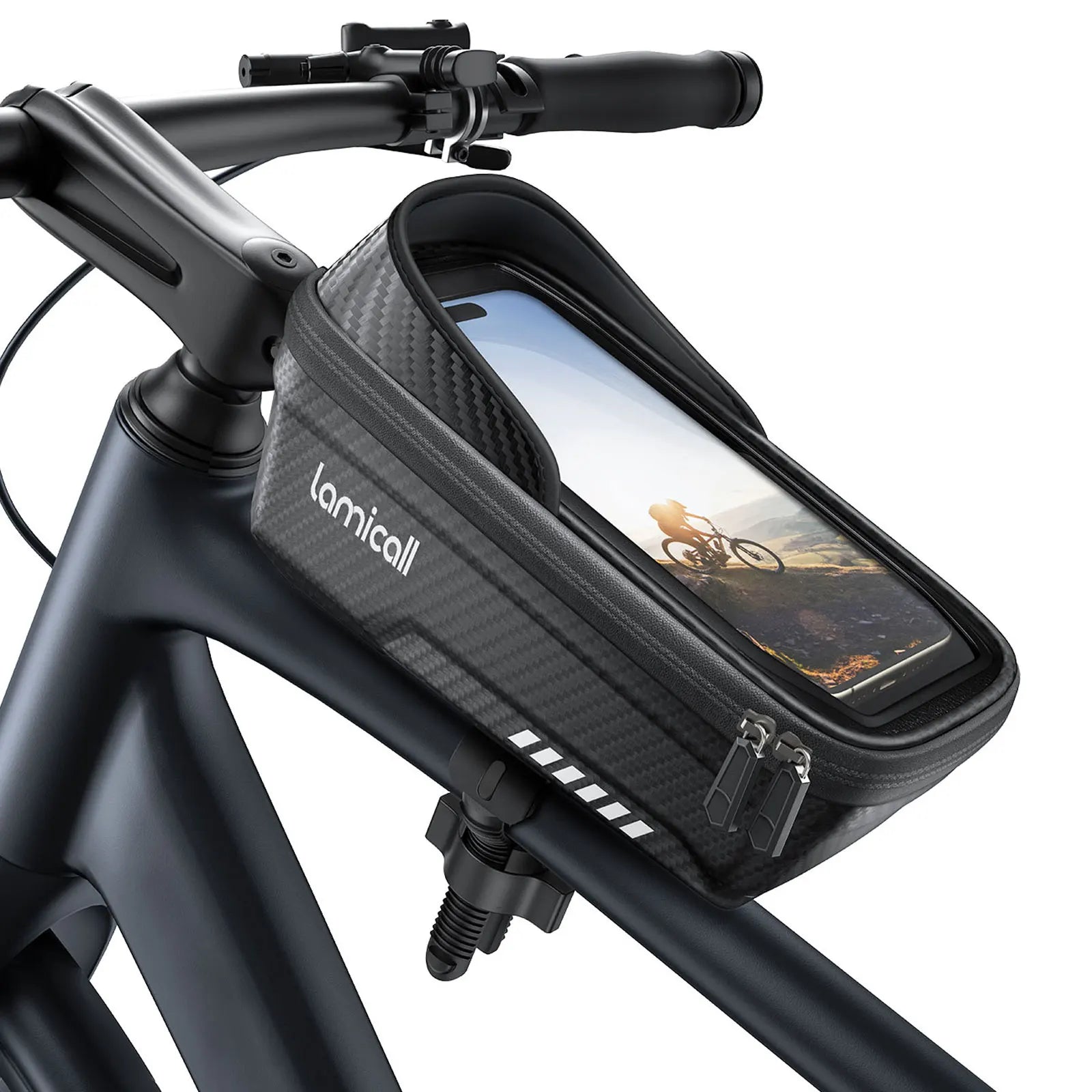 Lamicall BCCB02 Large Capacity Bicycle Phone Mount Bag TPU Touch Screen EVA Storage Pannier Quick Install With Rain Cover Mobile