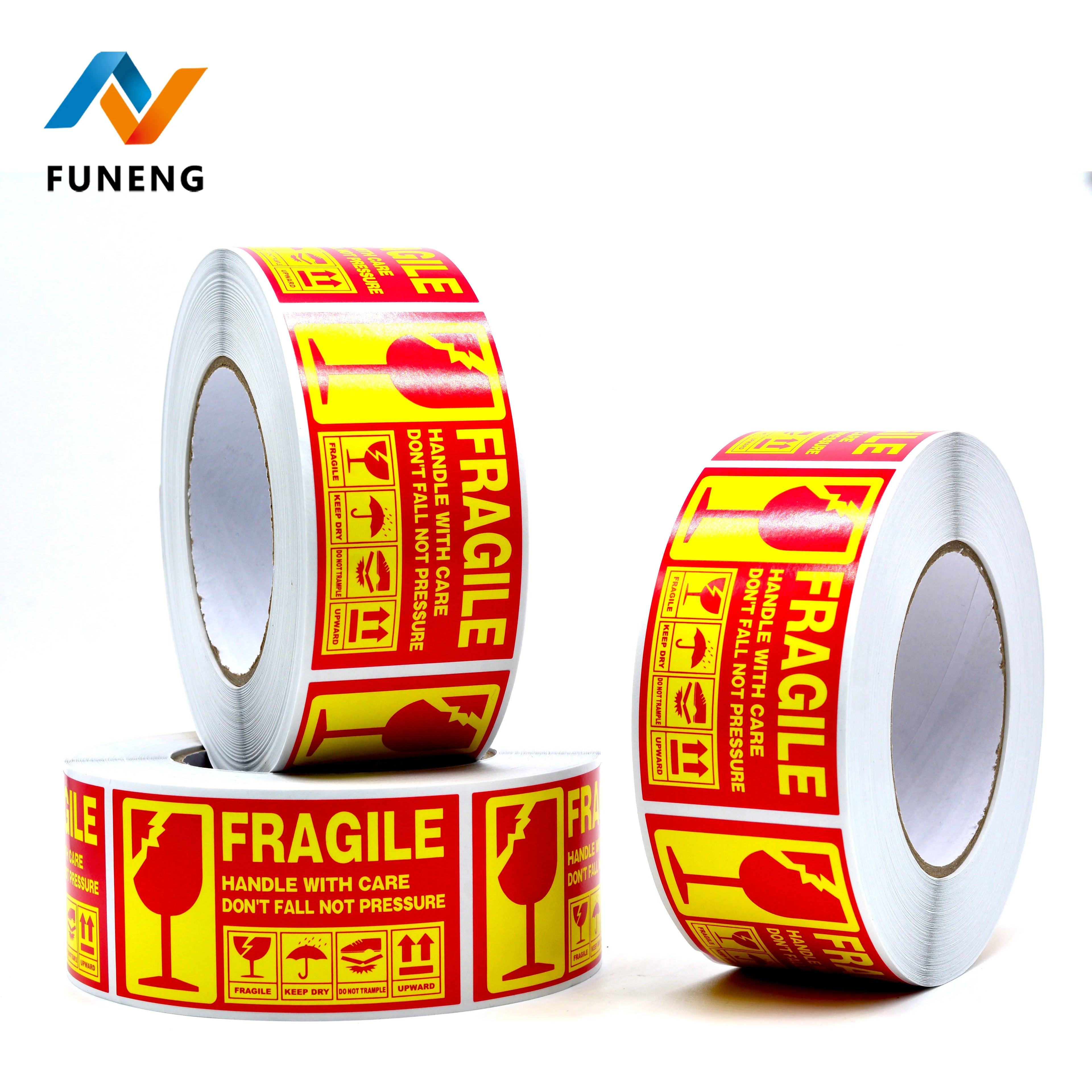 Factory Wholesale Fragile Warning Sticker Waterproof Strong Stick Express Transport Fragile Warning Packaging Labels