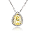 925 Sterling Silver Jewelry 6*8mm 8A CZ Pear-Shaped Yellow Diamond Drop Necklace with Halo Pendant Featuring Zircon Main Stone