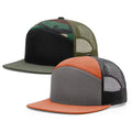 BSCI GRS Factory Custom 7 Panel Snapback Flat Brim Bill Mesh Cap Fashionable Canvas Trucker Hats for Sports