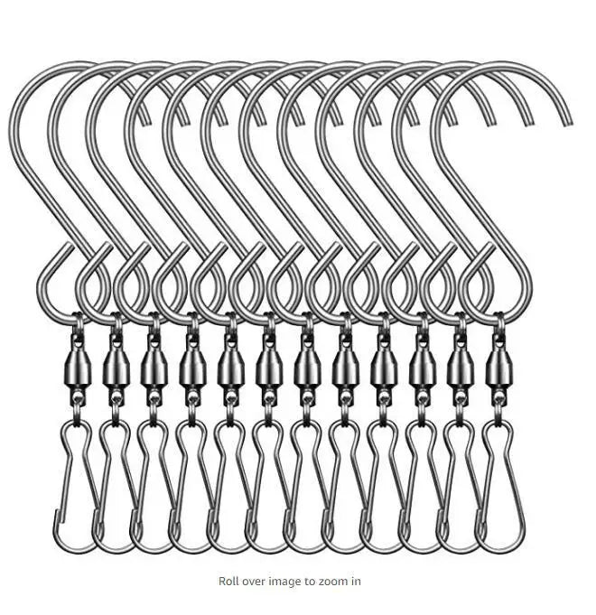 Swivel Clips Metal Wind Rotating Hooks Flower Pot Wind Chime Hook Stainless Steel Free Rotating Bearing Small Hook