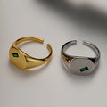 Korean Female Ins Opening Glossy Index Finger Ring Simple Compact S925 Sterling Silver Green Zircon Emerald Rings for Women