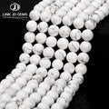 JD Faceted Frost Matte White Round Loose Picasso Tibetan Arizona African Howlite White Turquoise Stone Beads for Jewelry Making