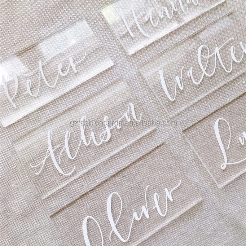Personalized Shape Clear Blank Acrylic Event Number Label Moder Simple Custom Logo Acrylic Wedding Event Name Tags