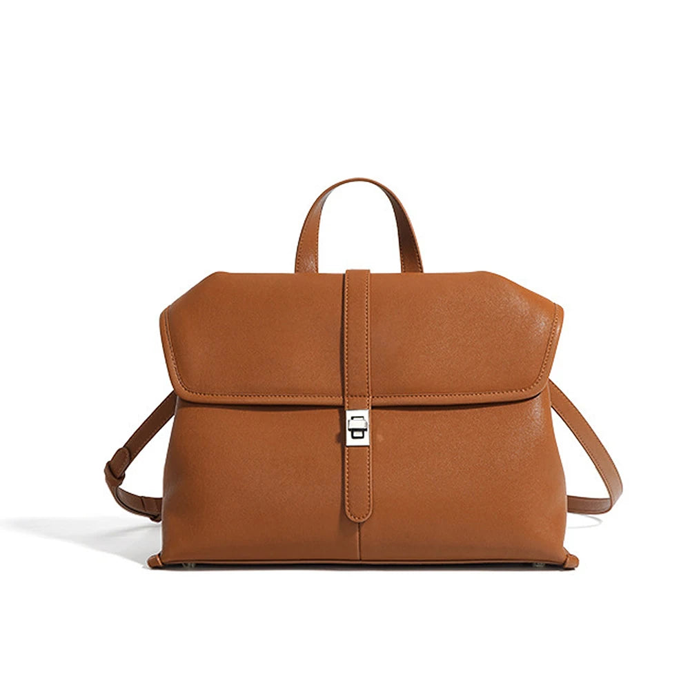 New Customized Logo Genuine Leather Handbag Cowhide Single Shoulder Crossbody Bag Large Capacity Portable Women's Tote Bag