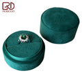 ROGOOD High Grade Green Velvet Cylinder Box for Ring Earring Round Packaging Gift Box for Engagement Proposal Wedding Ring P1966