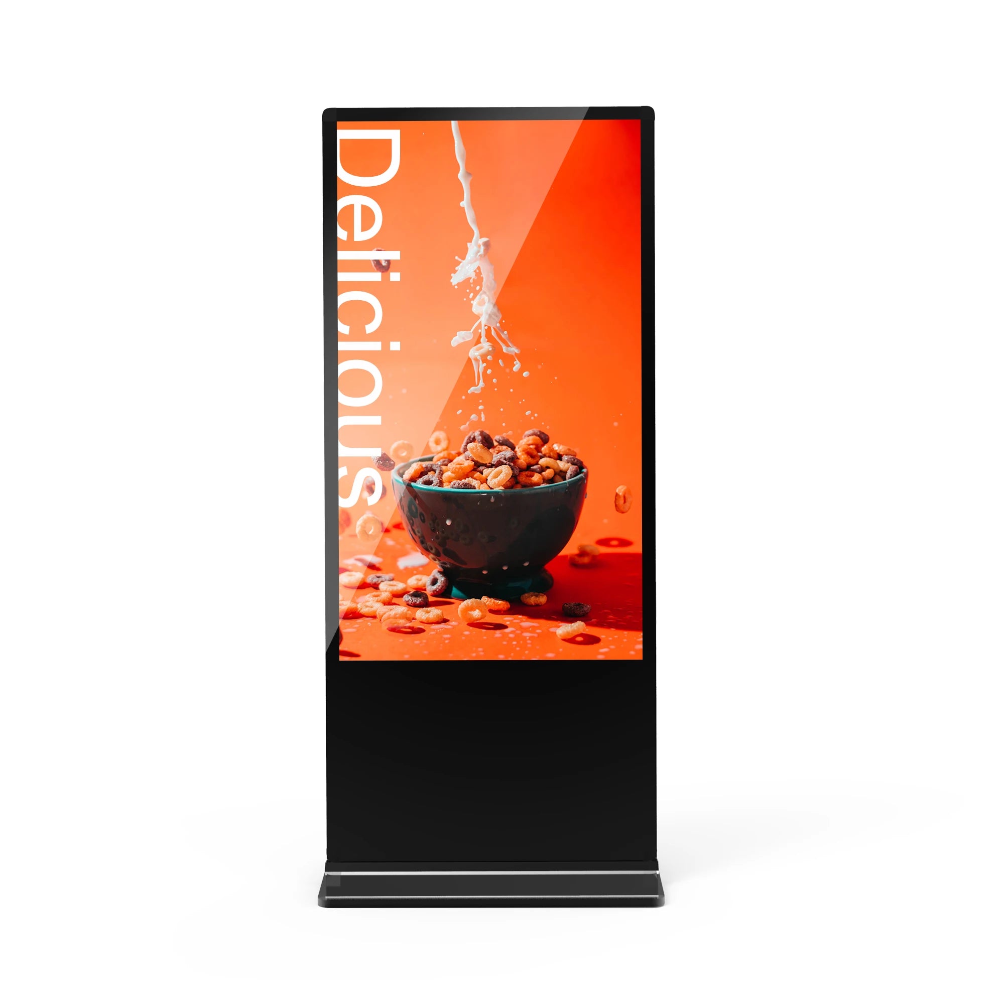 MWE USA EU Stock Indoor LCD Digital Signage Floor Standing Advertising Media Player 65 Inch Black Touch Android System Kiosk
