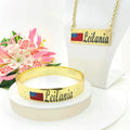 JX216 Personalized Jewelry Set With Samoa Flag Engraved Name Kid Girl Bangle Necklace Anniversary Birthday Gift Women