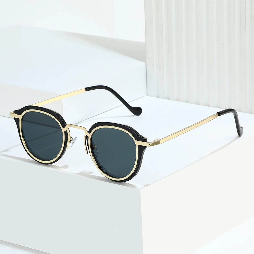 2024 Luxury Designer Famous Brands 2024 Custom Fashion Unisex Metal Unique Stylish 400 Uv Sunglasses Oval Face Sunglasses